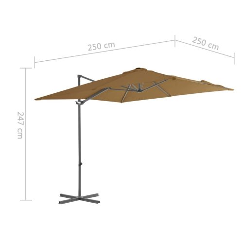 Cantilever Umbrella with Steel Pole – 250×250 cm, Taupe