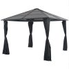 Gazebo with Curtain Aluminium Black – 3×3 m