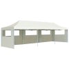 Folding Pop-up Party Tent with 5 Sidewalls 3×9 m – Cream