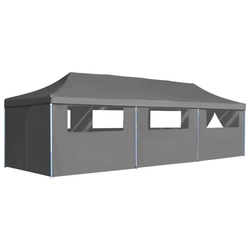 Folding Pop-up Party Tent with 8 Sidewalls 3×9 m – Anthracite