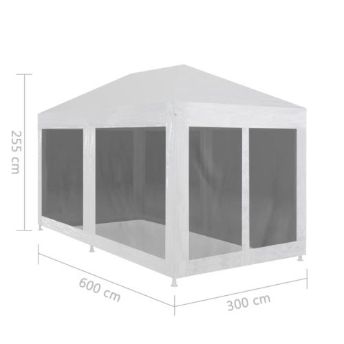 Party Tent with 4 Mesh Sidewalls – 6×3 m, White