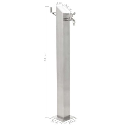 Garden Water Column Stainless Steel Square 95 cm