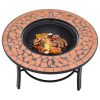 Mosaic Fire Pit 68cm Ceramic – Terracotta