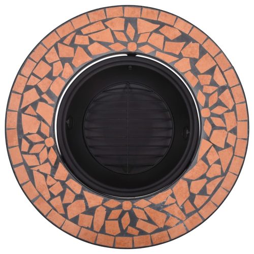 Mosaic Fire Pit 68cm Ceramic – Terracotta