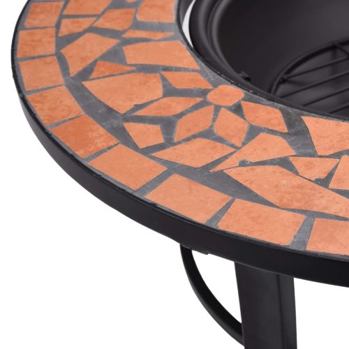 Mosaic Fire Pit 68cm Ceramic – Terracotta