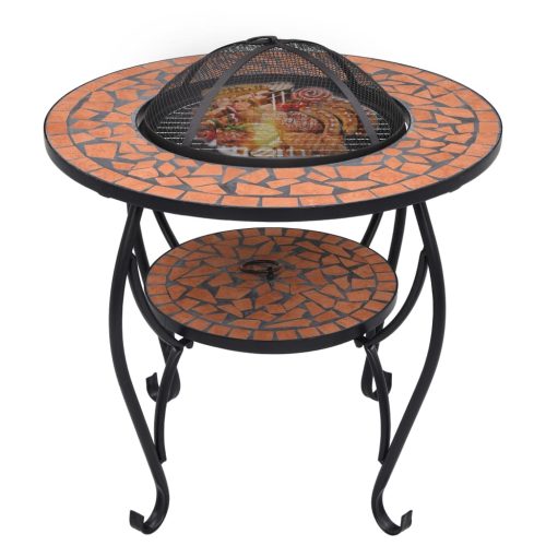 Mosaic Fire Pit Table 68 cm Ceramic – Terracotta