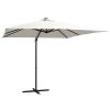 Cantilever Umbrella with LED lights and Steel Pole 250×250 cm – Sand