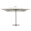 Cantilever Umbrella with LED lights and Steel Pole 250×250 cm – Sand