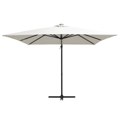 Cantilever Umbrella with LED lights and Steel Pole 250×250 cm – Sand