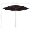 Parasol with Wooden Pole 300×258 cm – Black