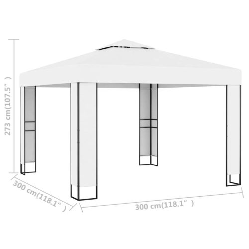 Gazebo with Double Roof – 3×3 m, White