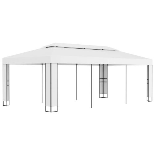 Gazebo with Double Roof – 3×6 m, White