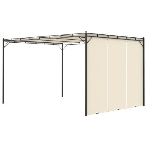 Garden Gazebo with Side Curtain – 4x3x2.25 m, Cream