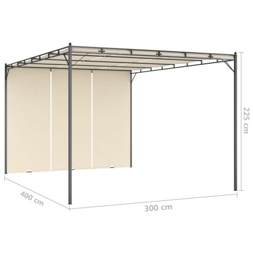 Garden Gazebo with Side Curtain – 4x3x2.25 m, Cream