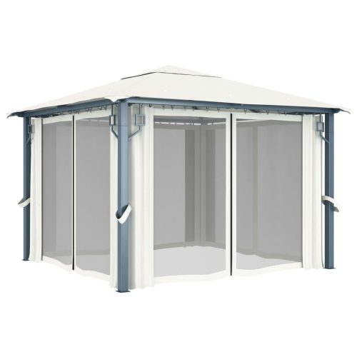 Gazebo with Curtain Aluminium – 300×300 cm, Cream