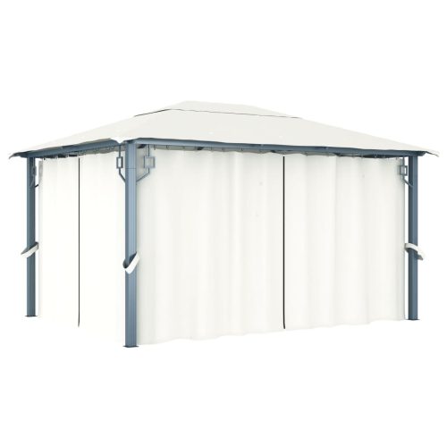 Gazebo with Curtain Aluminium – 400×300 cm, Cream