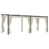 Gazebo with Curtains Steel – 3×6 m, Cream