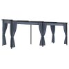 Gazebo with Curtains Steel – 3×6 m, Anthracite