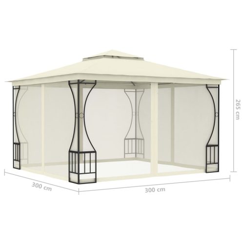 Gazebo with Nets – 300x300x265 cm, Cream