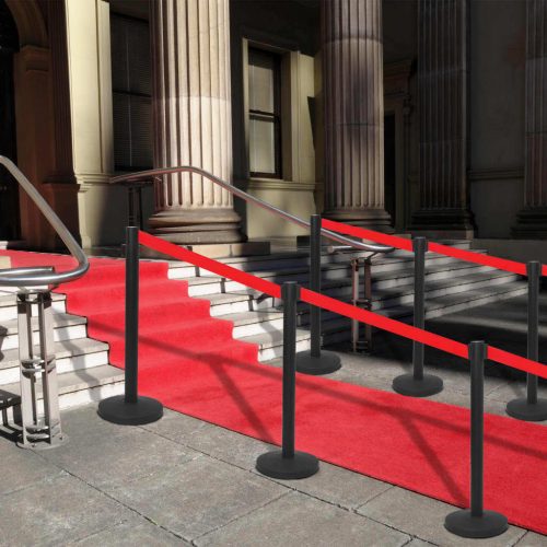 Stanchion with Belt Airport Barrier Stainless Steel – Black, 2