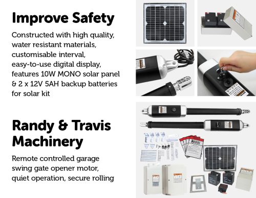 1000KG Solar Double Swing Auto Motor Remote Gate Opener – 10 W
