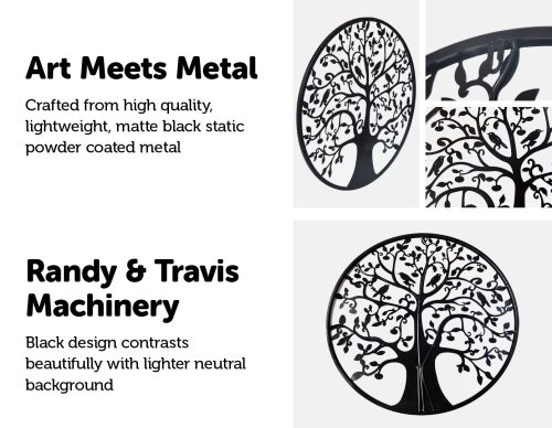 Black Tree of Life Wall Art Hanging Metal Iron Sculpture Garden – 60 cm