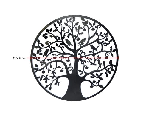 Black Tree of Life Wall Art Hanging Metal Iron Sculpture Garden – 60 cm