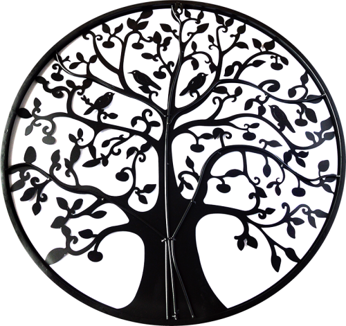 Black Tree of Life Wall Art Hanging Metal Iron Sculpture Garden – 60 cm