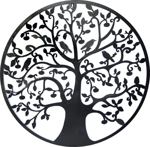 Black Tree of Life Wall Art Hanging Metal Iron Sculpture Garden – 60 cm