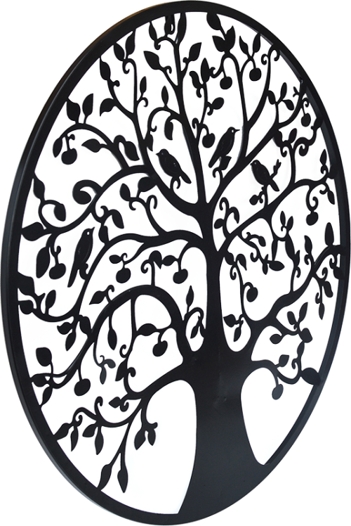 Black Tree of Life Wall Art Hanging Metal Iron Sculpture Garden – 60 cm