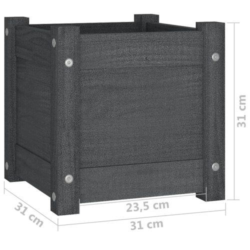 Garden Planter 31x31x31 cm Solid Pinewood – Grey, 1