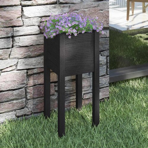 Garden Planter 31x31x70 cm Solid Pinewood – Black, 1