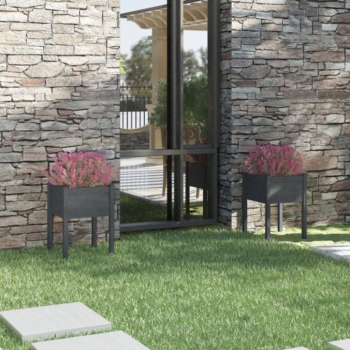 Garden Planter 50x50x70 cm Solid Pinewood – Grey, 2