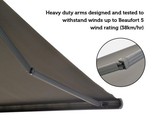 Retractable Folding Arm Awning Heavy Duty Full Cassette Motorised – 4 x 3 M, Grey