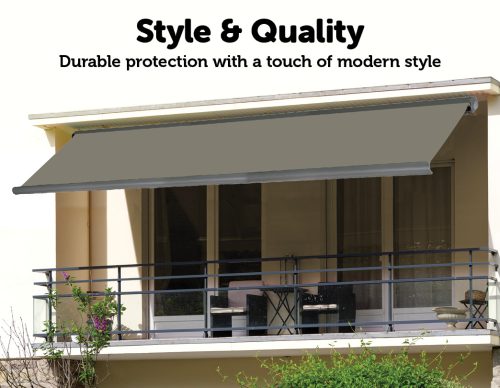 Retractable Folding Arm Awning Heavy Duty Full Cassette Motorised – 5 x 3 M, Grey