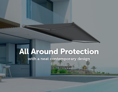 Retractable Folding Arm Awning Heavy Duty Full Cassette Motorised – 5 x 3 M, Grey