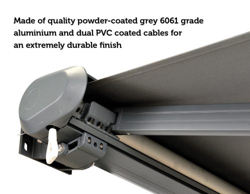 Retractable Folding Arm Awning Heavy Duty Full Cassette Motorised – 5 x 3 M, Grey