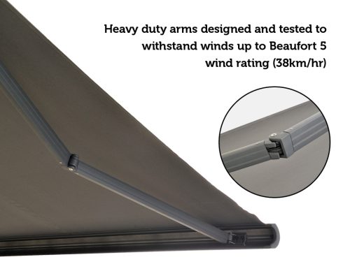 Retractable Folding Arm Awning Heavy Duty Full Cassette Motorised – 5 x 3 M, Grey