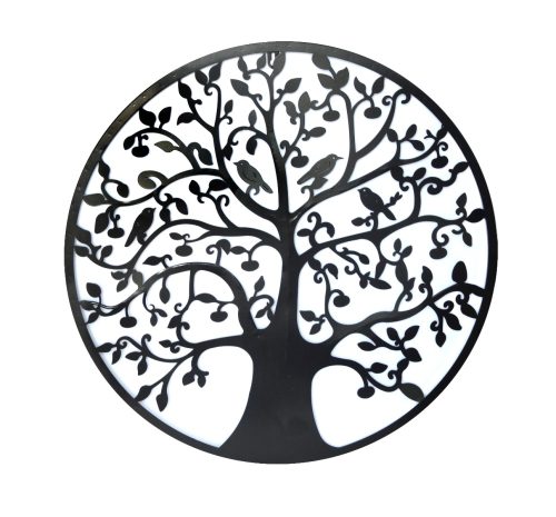 Black Tree of Life Wall Art Hanging Metal Iron Sculpture Garden – 60 cm