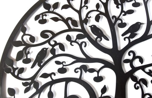 Black Tree of Life Wall Art Hanging Metal Iron Sculpture Garden – 60 cm