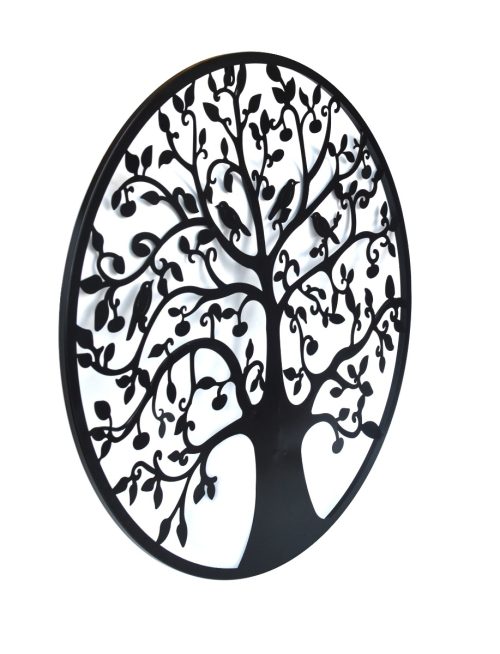 Black Tree of Life Wall Art Hanging Metal Iron Sculpture Garden – 60 cm