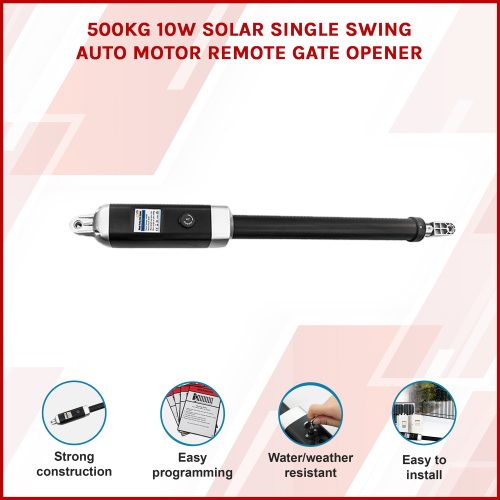 500KG Solar Single Swing Auto Motor Remote Gate Opener – 10W