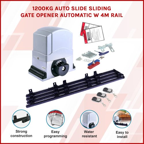 Auto Slide Sliding Gate Opener Automatic w 4m Rail – 1200 KG