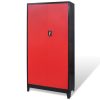 Tool Cabinet with 2 Doors Steel 90x40x180 cm Black and Red
