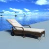 Sun Lounger with Cushion & Wheels Poly Rattan – Brown