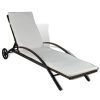 Sun Lounger with Cushion & Wheels Poly Rattan – Brown