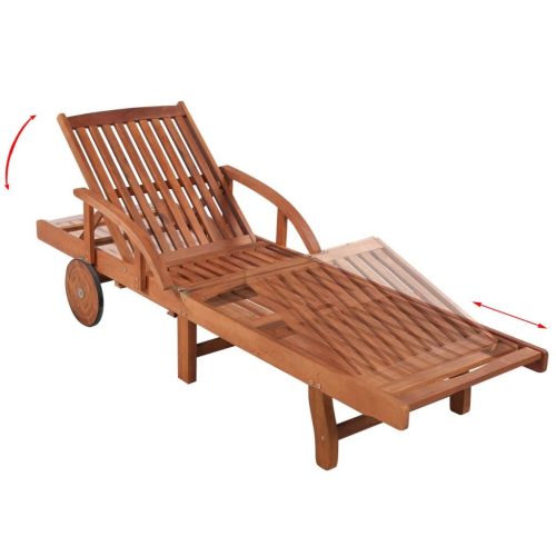 Sun Lounger with Cushion Solid Acacia Wood – Cream