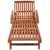 Sun Lounger with Cushion Solid Acacia Wood – Cream