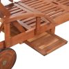Sun Lounger with Cushion Solid Acacia Wood – Cream