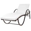 Sun Lounger with Cushion Poly Rattan – Brown